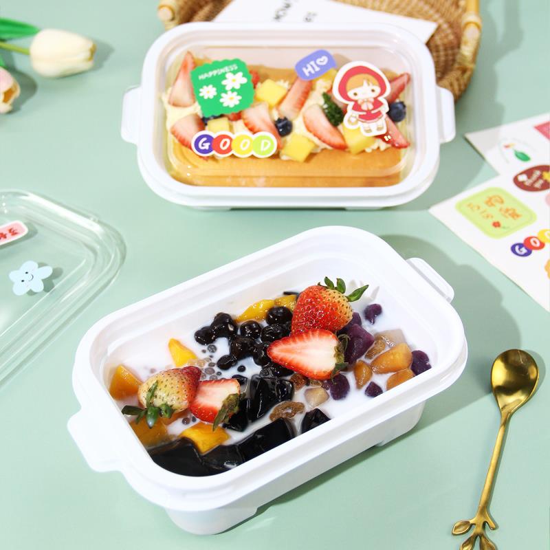 芋圆烧仙草包装盒可爱慕斯豆乳蛋糕卷沙拉厚炒酸奶水果捞打包盒子