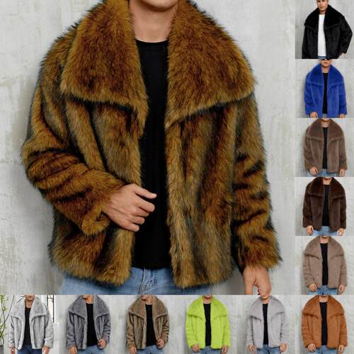 Men's collar short imitation jacket warm coat plush