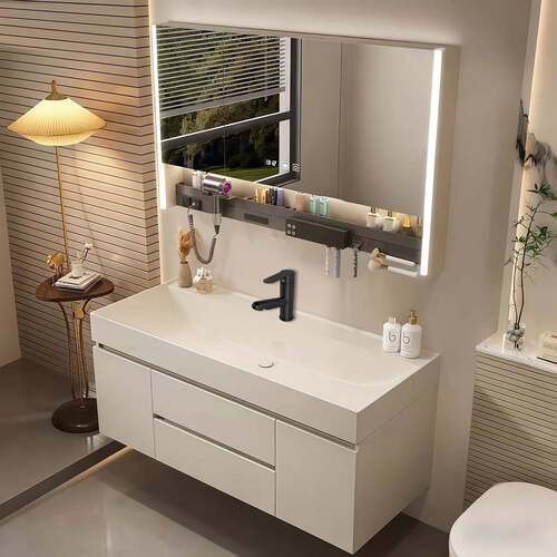 新款鎏金石一体盆卫生间洗漱台海洋盆洗手盆柜洗脸盆柜浴室柜组合