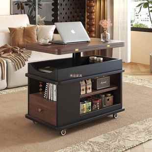 移动客厅小户型功多能实折叠发木边柜升降茶几小推车SFF沙家用茶