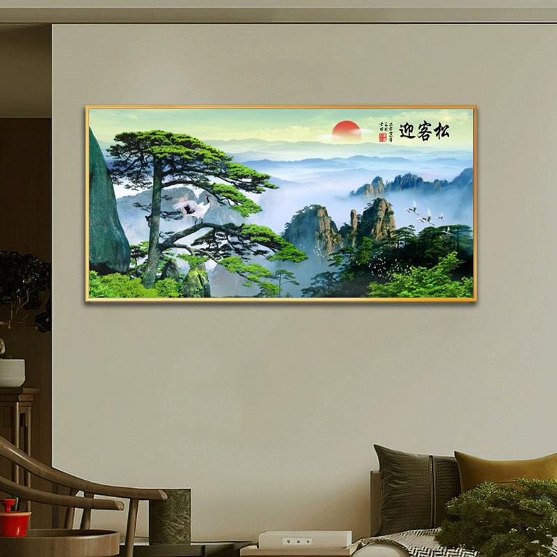 现代新中式客厅横版山水画挂画风现代装饰画
