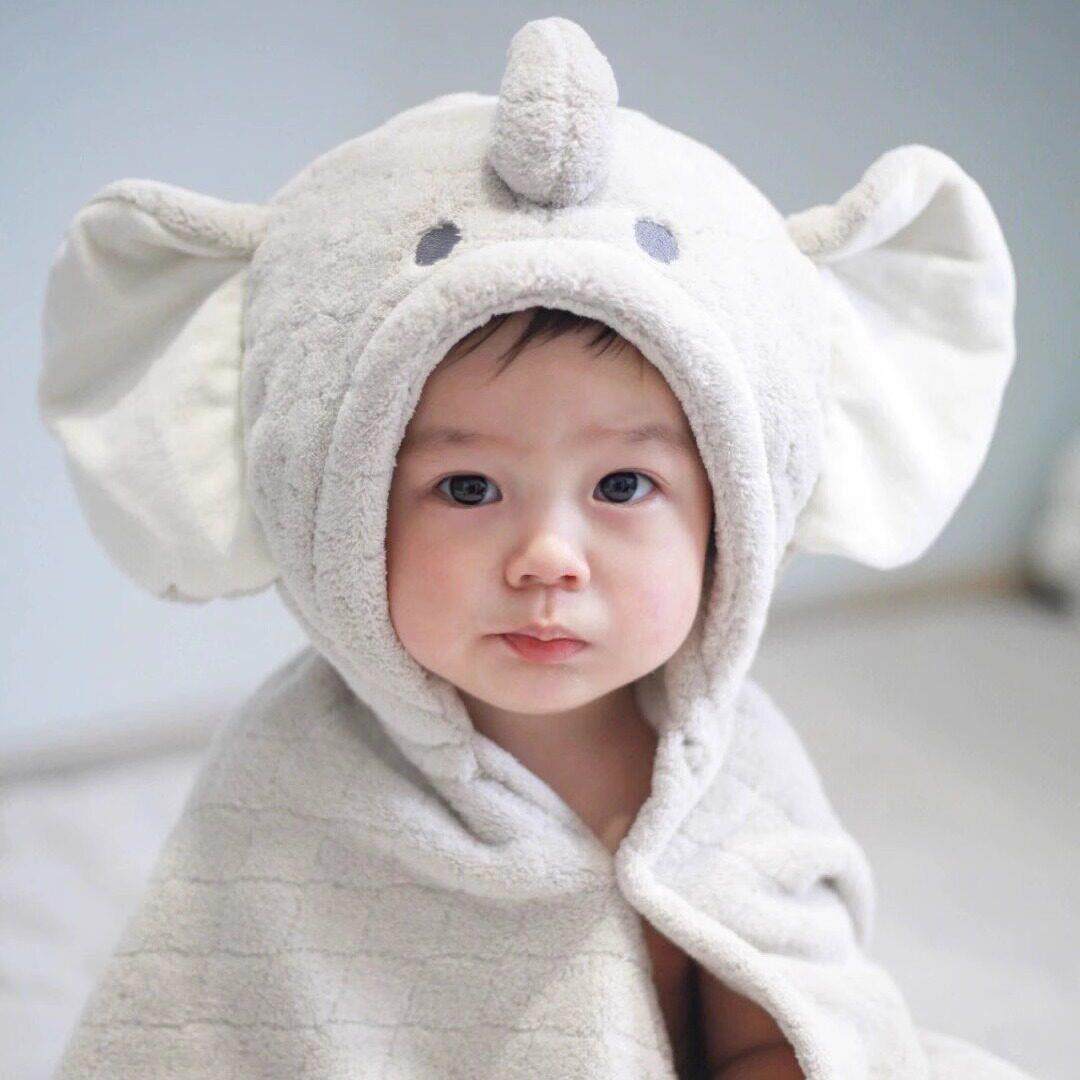 babygreat儿童连帽浴巾斗篷新生儿加厚吸水裹巾超软带帽宝宝浴袍