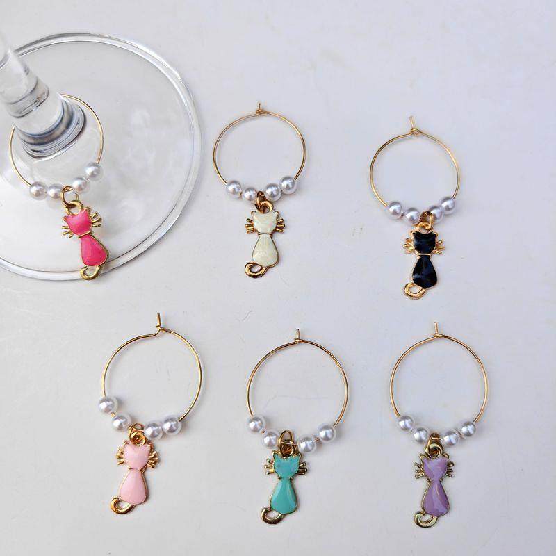 猫酒杯区分标记杯子区分标记签杯子识别餐厅酒杯装饰wine charms