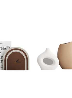 现代北欧高级感家居饰品客厅电视柜酒柜艺术品大地色软装花瓶摆件