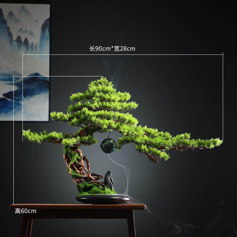 客厅植物盆景室内复古迎客松绿植盆栽大型假树桌面微景观装饰摆件