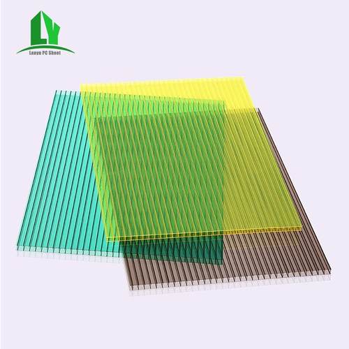 十年质保pc阳光板透明车棚大棚材料双层中空 茶色湖蓝阳光板10mm