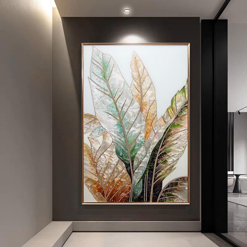 珐瑯彩走廊过道入户玄关装饰画家大业大挂画镶钻玻璃画客厅高端画