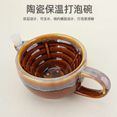 陶瓷打泡碗男士手动剃须泡沫碗老式刮刀修面剃须刷双层保温皂碗