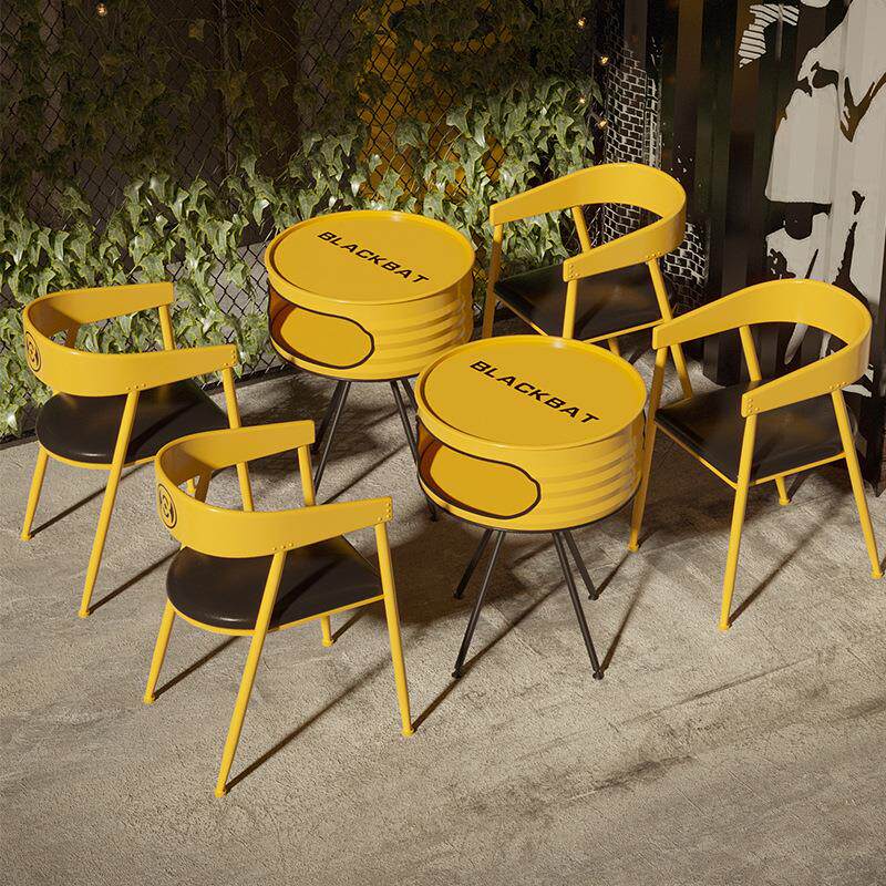 户外圆洽椅谈升降桌椅桌组合阳台小桌子工业风桌铁餐桌露天休闲咖