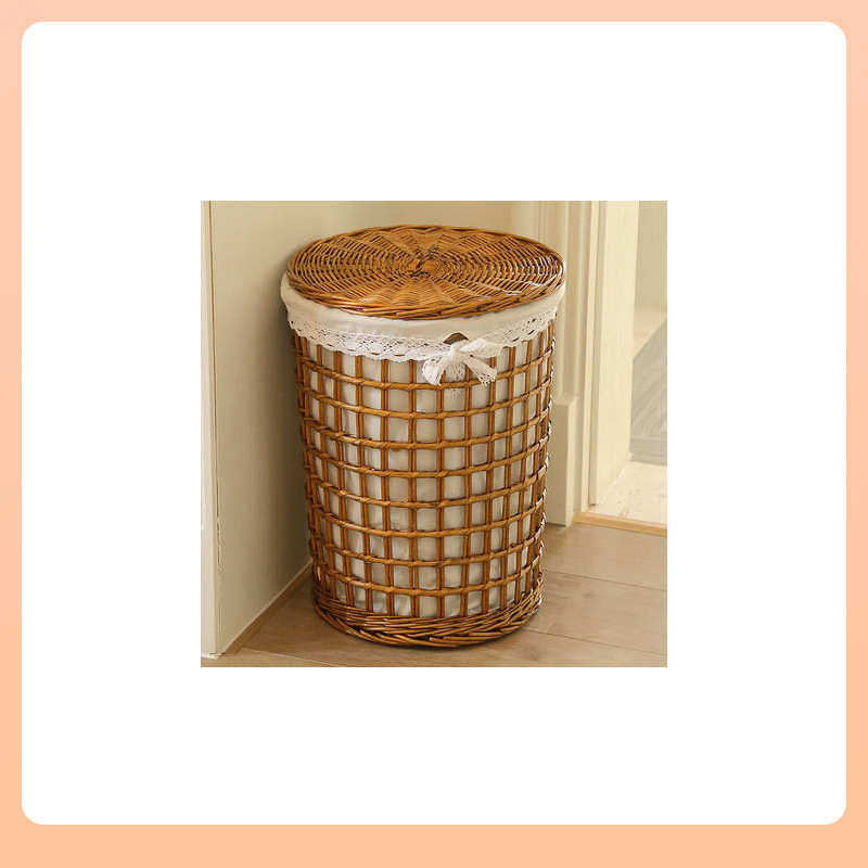 ⌒火锅店衣服收纳筐编织框卫生间脏衣篮藤编篮子带盖装衣娄洗衣