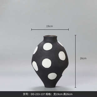 简约博插花陶瓷家居白波瓶装西软饰摆件家居黑花瓶 点手工装现代