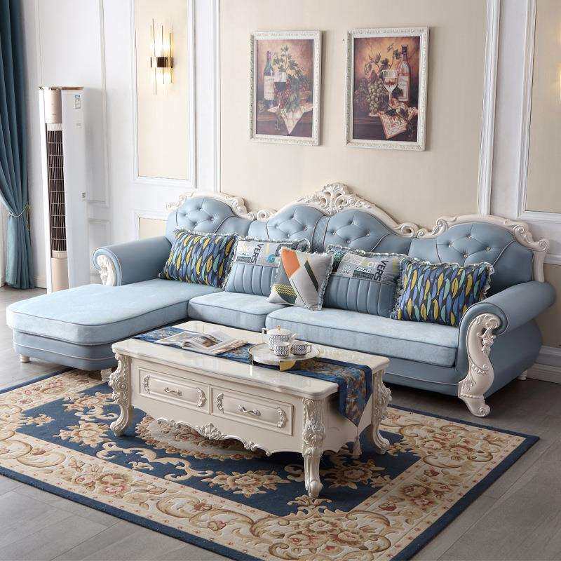 欧式布艺沙发组合客厅大小户型实木科技布沙发贵妃转角欧式沙发
