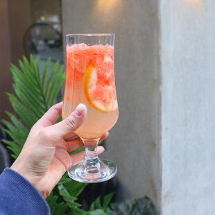 透明玻璃杯龙舌兰日出鸡尾酒杯家庭沙冰碗高脚杯喝水杯水果水果杯