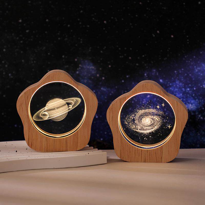 3D内雕星空水晶发光小夜灯生日礼物送女生桌面装饰摆件创意礼品