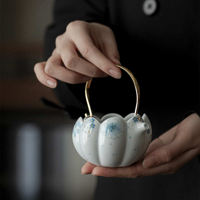 提梁海茶景德镇杯陶瓷茶器分茶具杯公道功夫手绘公创意粉彩