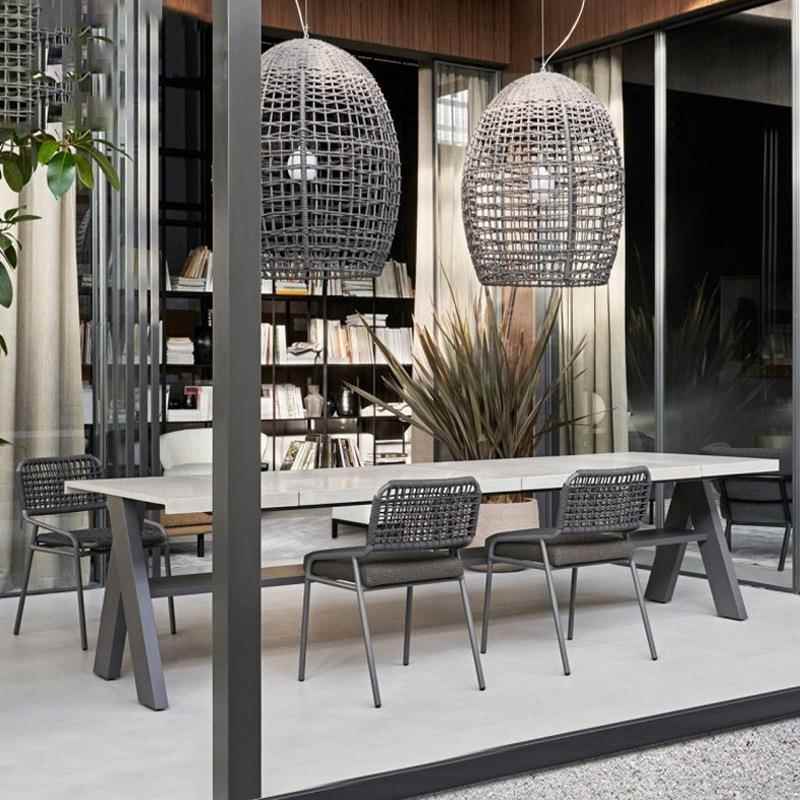 休户外庭院桌凳椅花园岩闲板餐桌藤椅组10-23-24合露天防餐水防晒