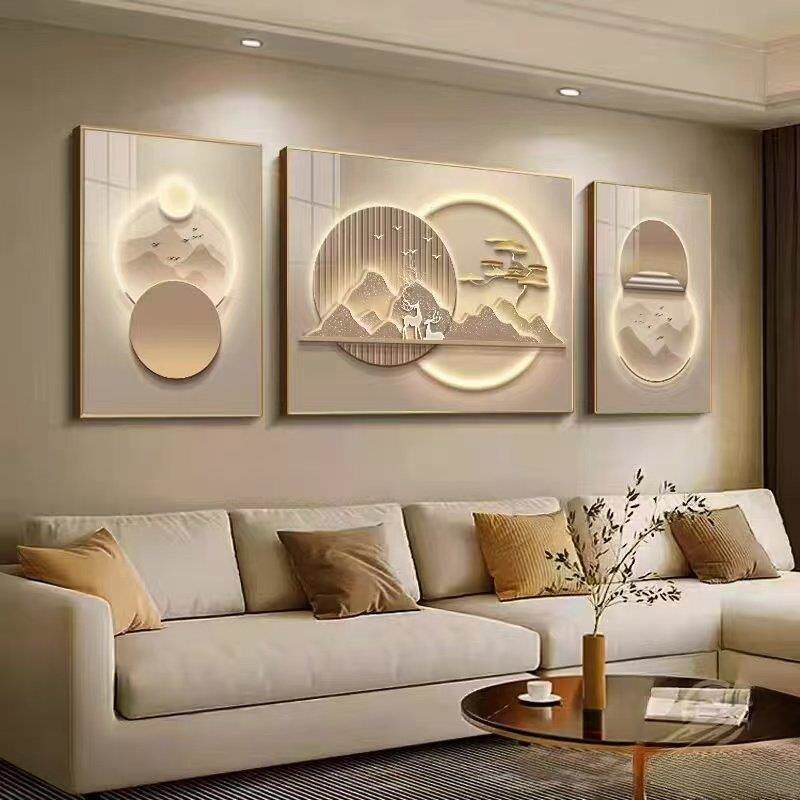 客厅装饰画 画摆件背有靠山麋鹿抽象沙发背景墙挂画 画高档发财树