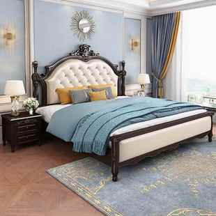 美式 卧1.5双公米主床软包婚床储物米 实木床1.8人床简约轻奢主171