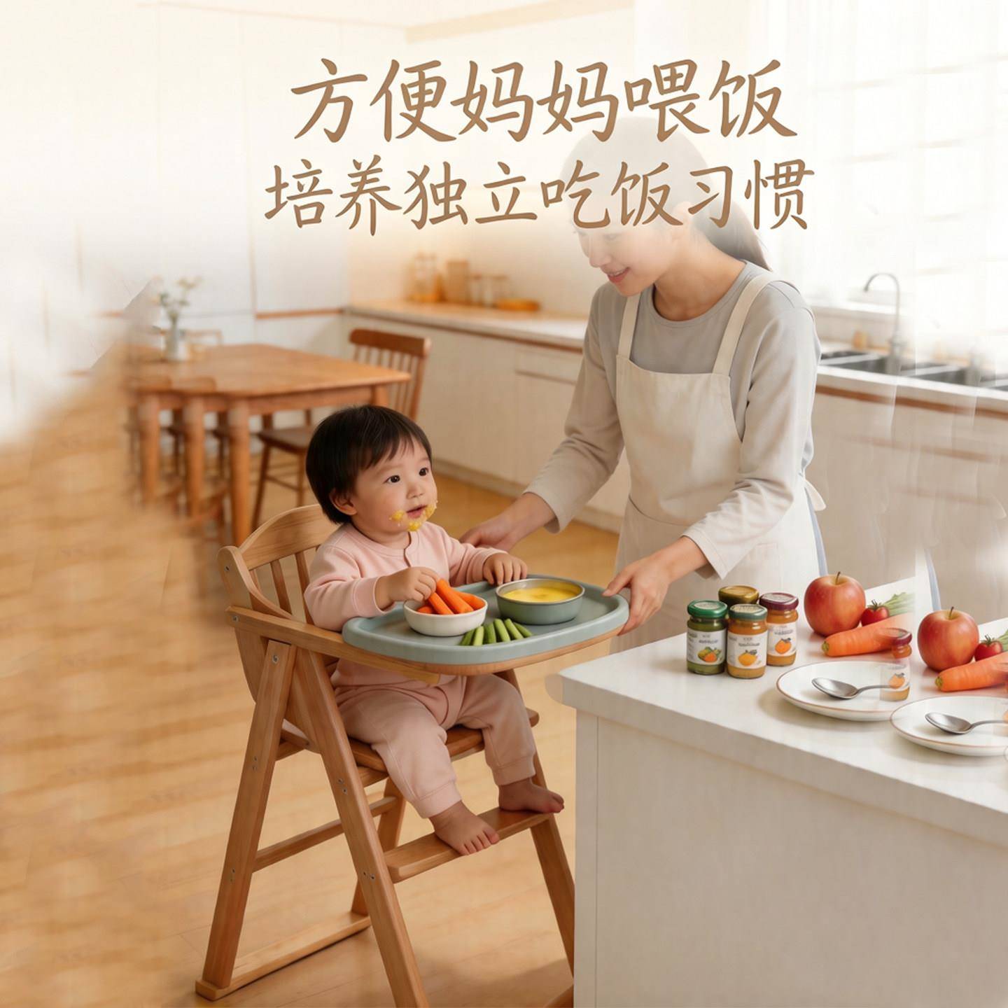 儿童餐椅宝宝餐桌椅可携式可折叠吃饭座椅家用饭店商用实木BB餐椅