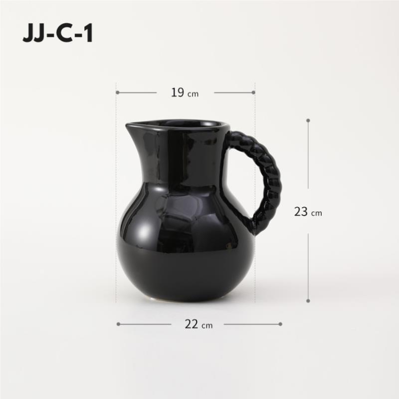 法摆式麻壶花把手奶陶瓷花瓶 现代中古风CCZ1774客餐厅厅桌面花器