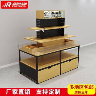 饰品彩妆流水台双面美妆中岛柜精品店名创款 货架展厅陈列柜子