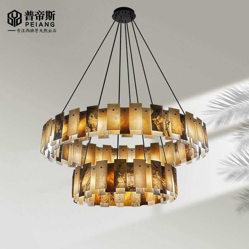 普帝斯西班牙进口云石法式轻奢全铜吊灯设计师简约客厅灯卧室灯具