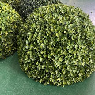 室外绿色植物井盖装饰绿色植物球模拟大叶黄杨木草球装饰米兰草球