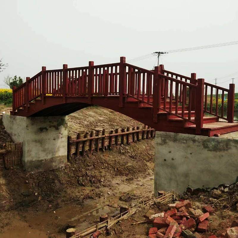 防腐木桥梁防腐木桥公园河道景观工程田园室外户外拱桥
