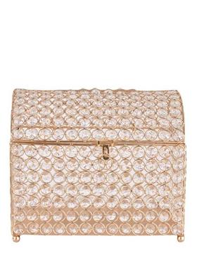 中式五金铁艺百宝箱电镀金色透明水晶摆件家居饰品简约玄关客厅