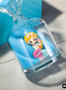 水晶学生学习沙漏计时器儿童时间5+30分钟内置公仔装饰摆件