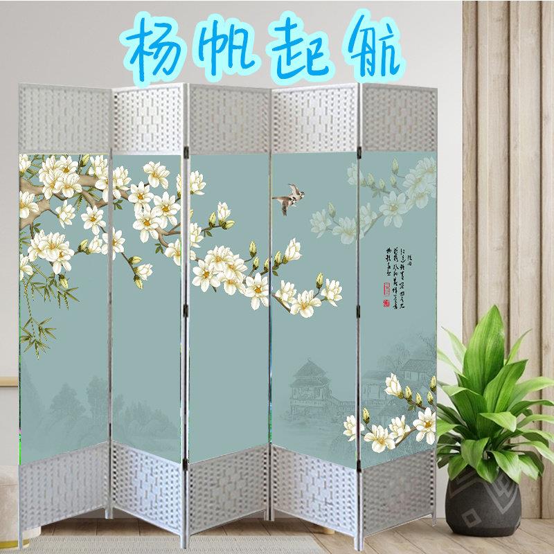 隔断屏风可折叠中式移动客厅玄关墙水墨画尺寸定制饭店新款折屏