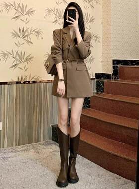 LILY MOST黑色西装外套女秋冬2025新款收腰气质高级感中长款西服