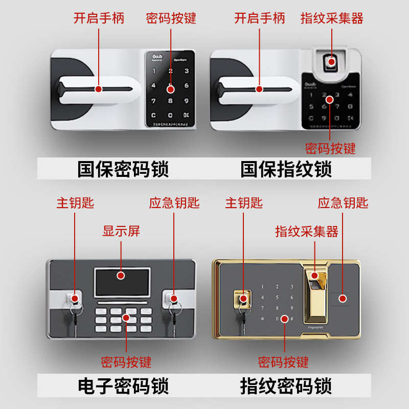 克林仕钢制加厚密码文件柜办公室资料档案柜国宝锁指纹电子保密柜