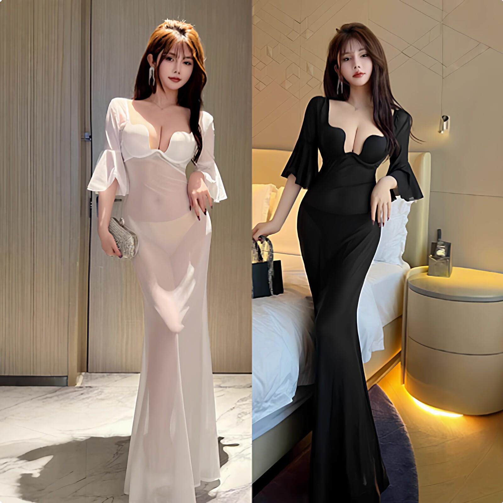 夜店酒吧透视抹胸小礼服性感修身夜场抹胸公主短裙连衣裙
