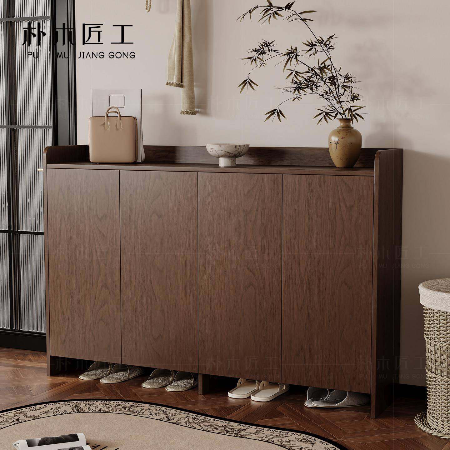 中古风实木入户鞋柜家用门口收纳柜一体靠墙玄关柜储物柜层板可调,住宅家具,鞋柜,淘宝优惠券,粉丝福利购,淘宝优惠卷