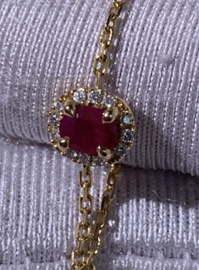 99新redline法国红绳镶嵌红宝石钻石手链女款