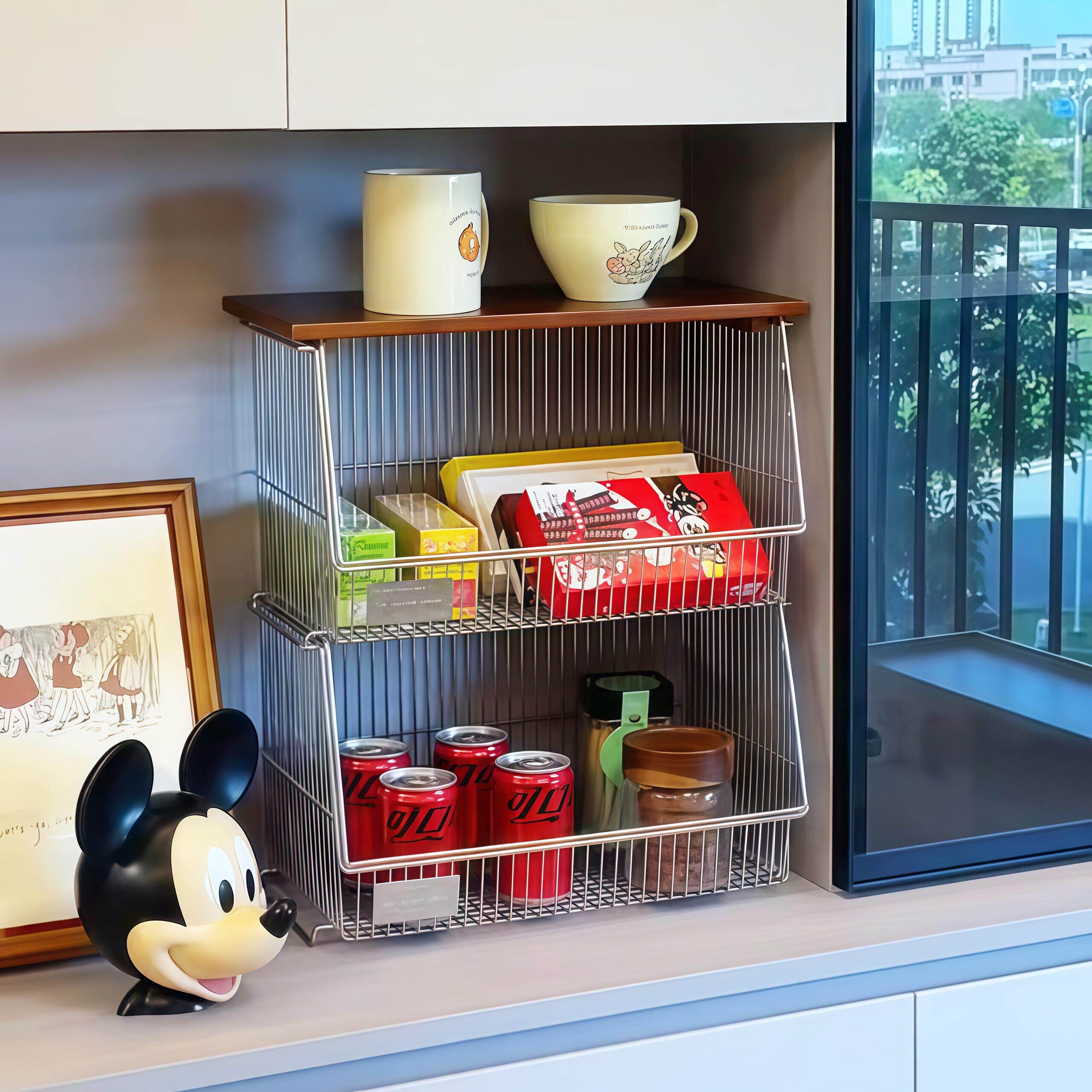 实木多层置物架可移动厨房桌面墙角多功能整理蔬菜水果调料收纳篮