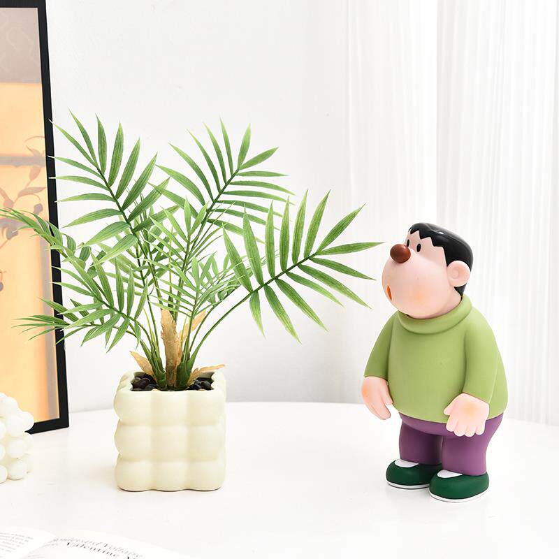 彷真绿色植物桌面饰摆饰景室内办公桌工位假绿植物盆装栽造家居装