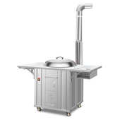 家用不锈钢移动双灶炉烧大锅木柴加厚户外无烟灶台煲汤新款 柴火炉