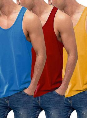 N 90430 Solid fitness men's camisole 纯色健身士吊带背心