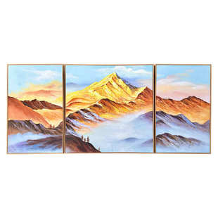 三联壁画卧室客厅艺术挂画沙发背景墙装饰画手绘油画山水画挂画