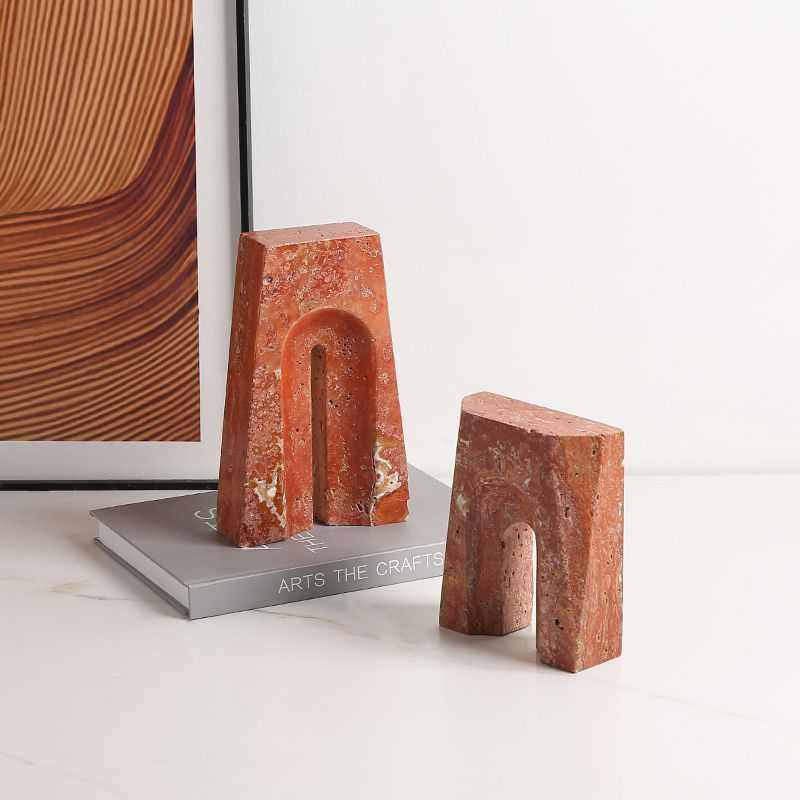 侘寂复古风天然大理石红拱门摆件别墅会所书柜桌面创意家居工艺品,家居饰品,装饰摆件,淘宝优惠券,粉丝福利购,淘宝优惠卷