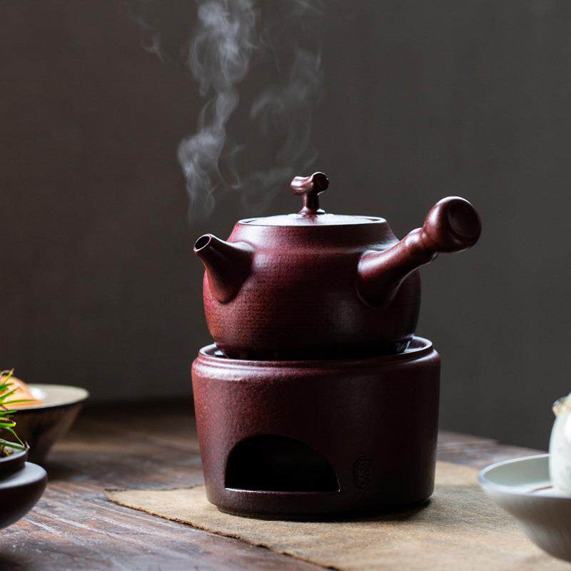 觅山堂日式煮茶壶家用复古酒精煮茶炉套装户外旅行便携式陶瓷茶壶