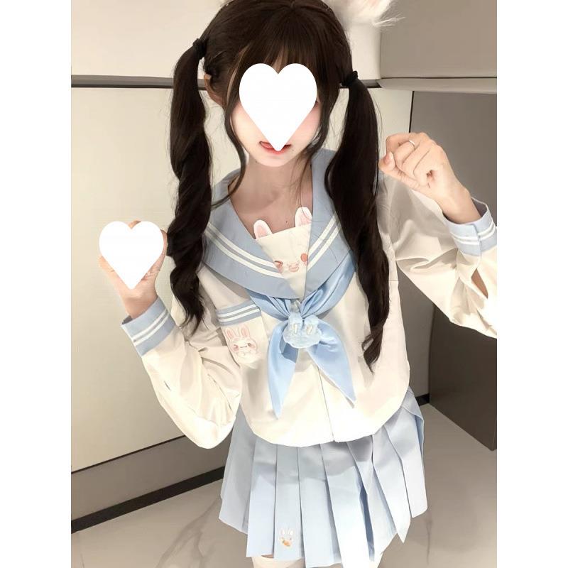 甜嗑原创正版欧咪兔jk制服女日系学院风甜美水手服短袖刺绣裙套装