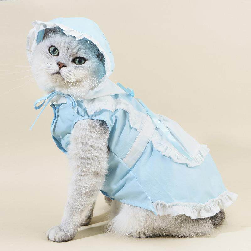 宠物套装 女仆亲子装宠物猫咪帽子狗狗春夏衣服用品裙子法斗中型