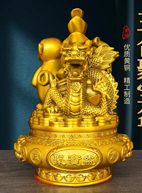 黄铜十二生肖三合贵人聚宝盆牛蛇鸡鼠龙猴摆件三合金家居摆饰