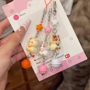 可爱的新甜蜜暹罗猫手机炼钟星挂件卡通三维猫袋挂件