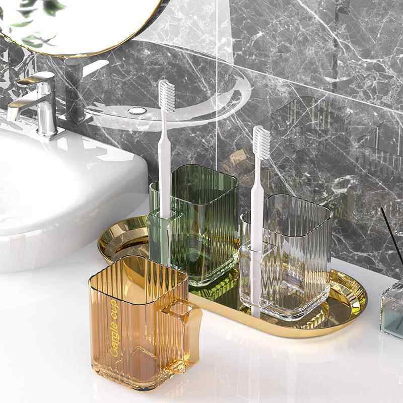 轻奢二合一漱口杯简约牙杯牙缸透明洗漱杯塑料水杯条形情侣牙刷杯,家庭/个人清洁工具,洗漱杯,淘宝优惠券,粉丝福利购,淘宝优惠卷