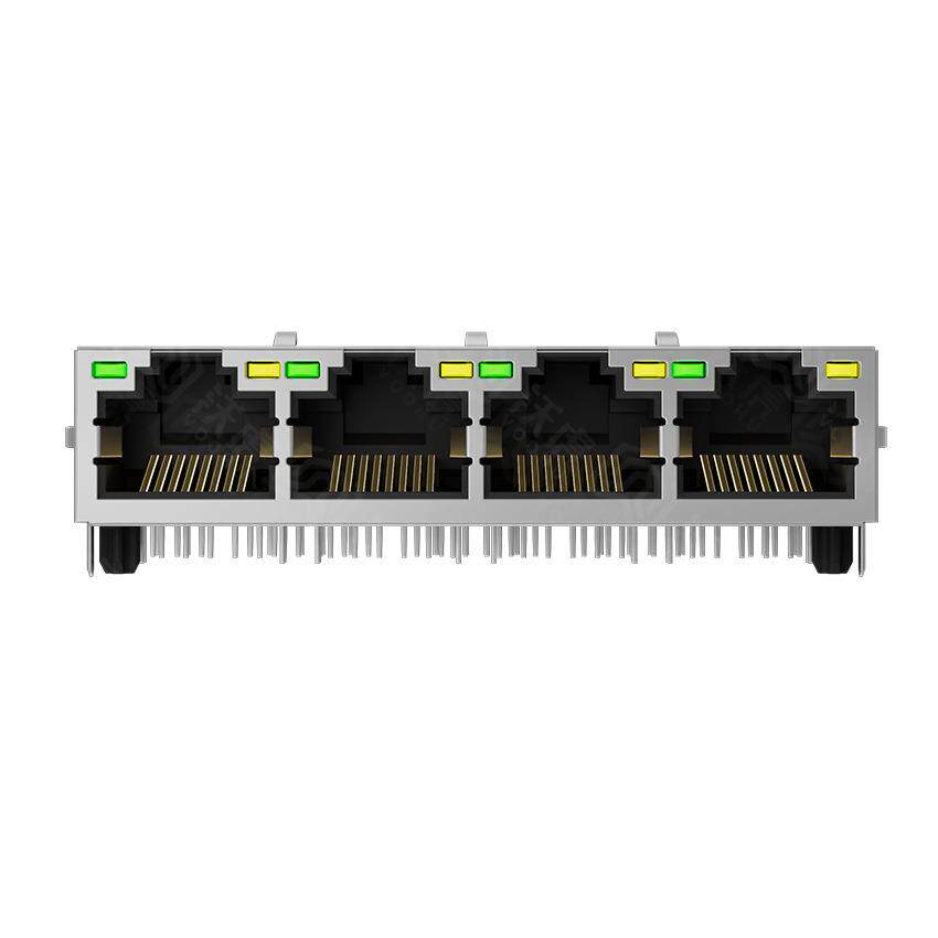 SYT414Q199DB2A2DPB057(POE+)四口 带灯带弹千兆集成 网络连接器