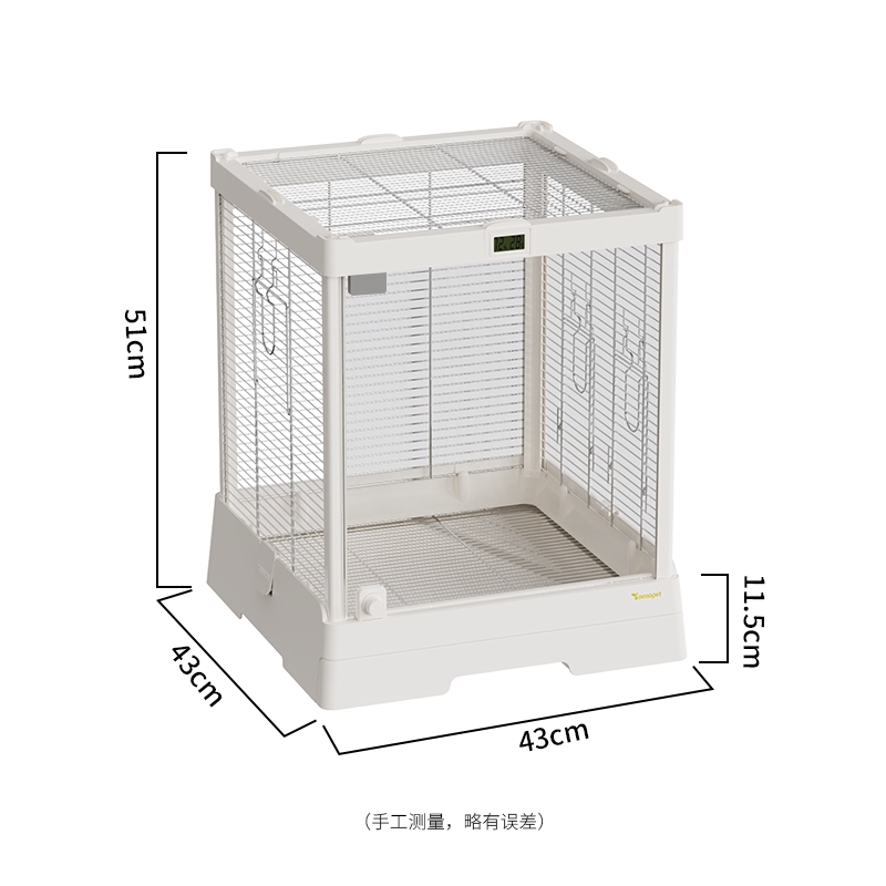 优嗖顶框430鸟笼304不锈钢居家鹦鹉笼氛围灯全景透明玻璃观赏笼